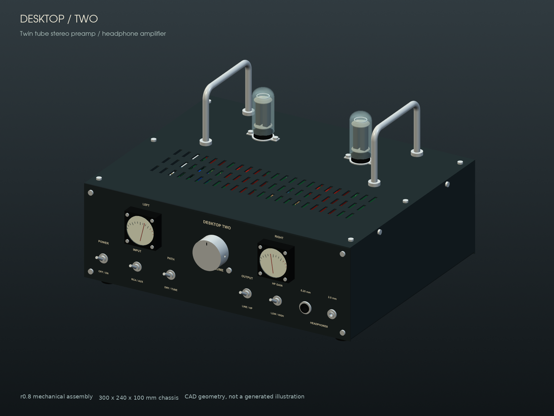 Desktop Two tube preamp CAD model